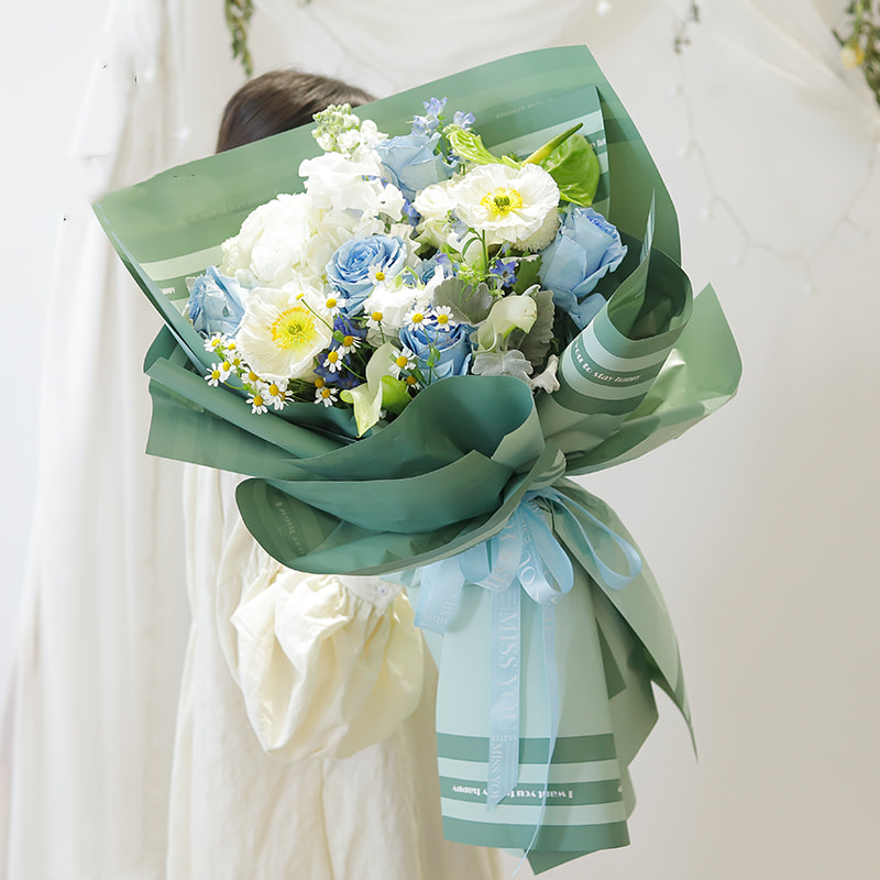 MYHC-22 57×57cm(±2cm) 단면 가장자리 가로 진주빛 필름 꽃 포장지
