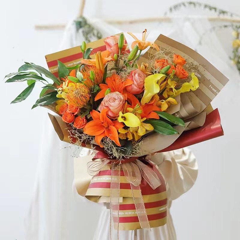 MYHC-22 57×57cm(±2cm) 단면 가장자리 가로 진주빛 필름 꽃 포장지