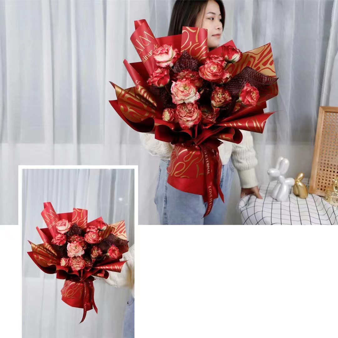 MYHC-44 현대 낙서 스타일 소가죽 꽃 포장 필름