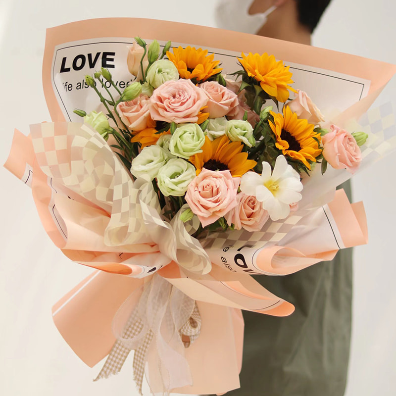 부드러운 글자 꽃 포장지